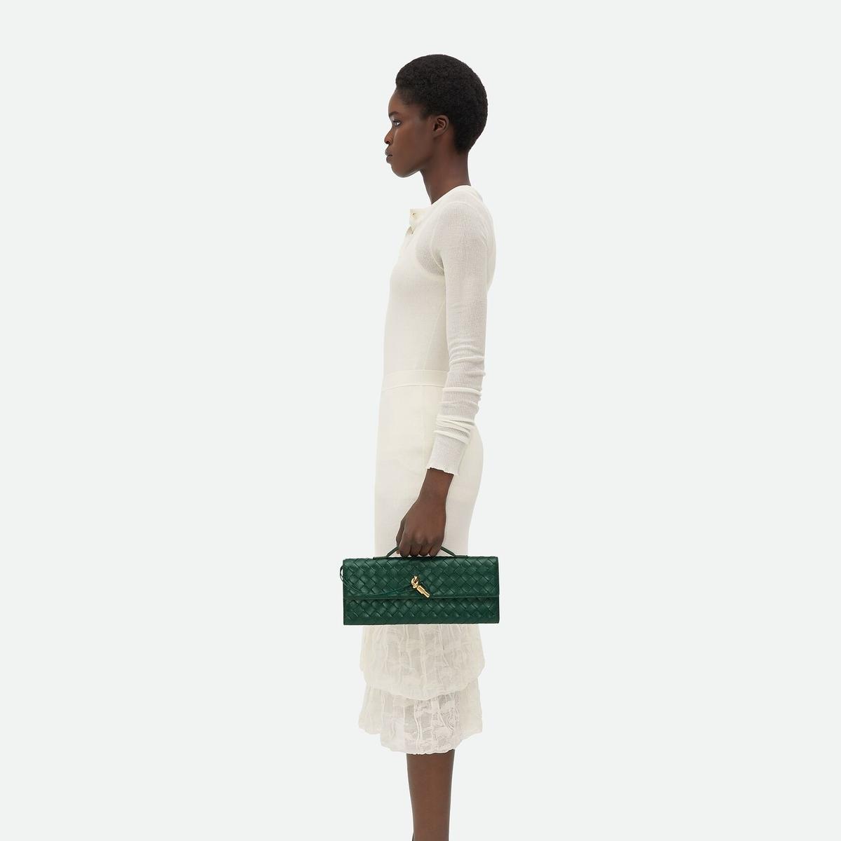 Bottega Veneta Andiamo Clutch Emerald Green For Women 31cm/12.2in 741511VCPP33050
