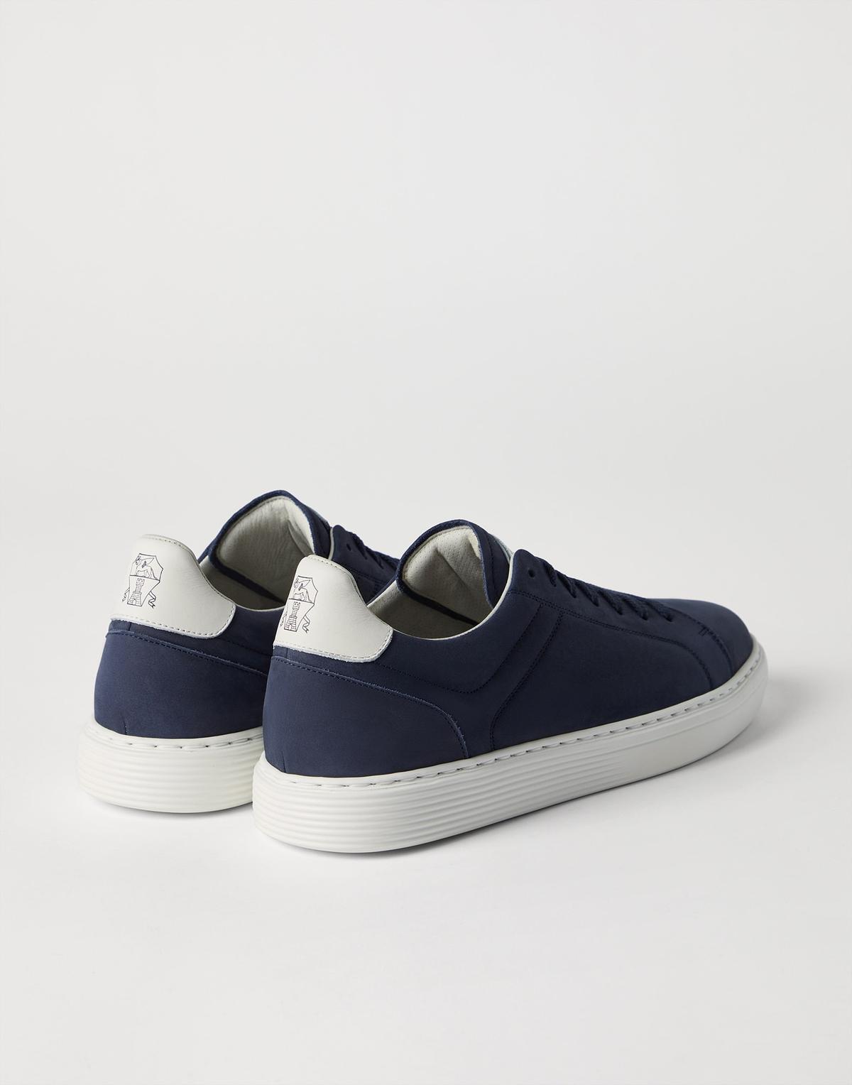 Brunello Cucinelli Nubuck Calfskin Sneakers Blue Loafers For Men