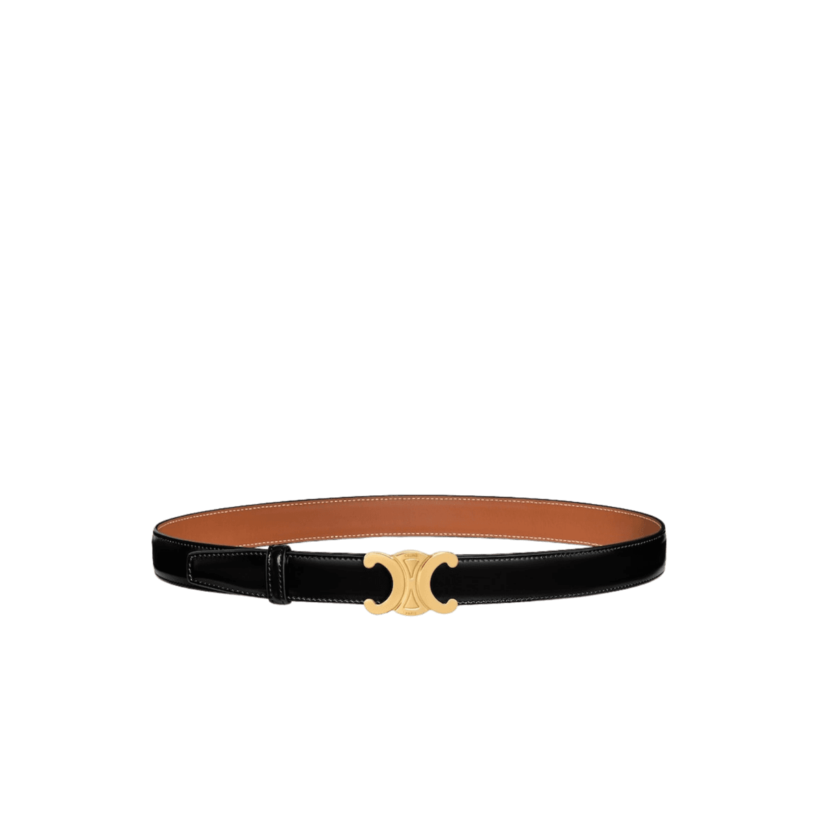 Celine Triomphe Buckle And Reversible Strap Belt 25mm Black/ Tan For Women 45BND6ATZ.35OR