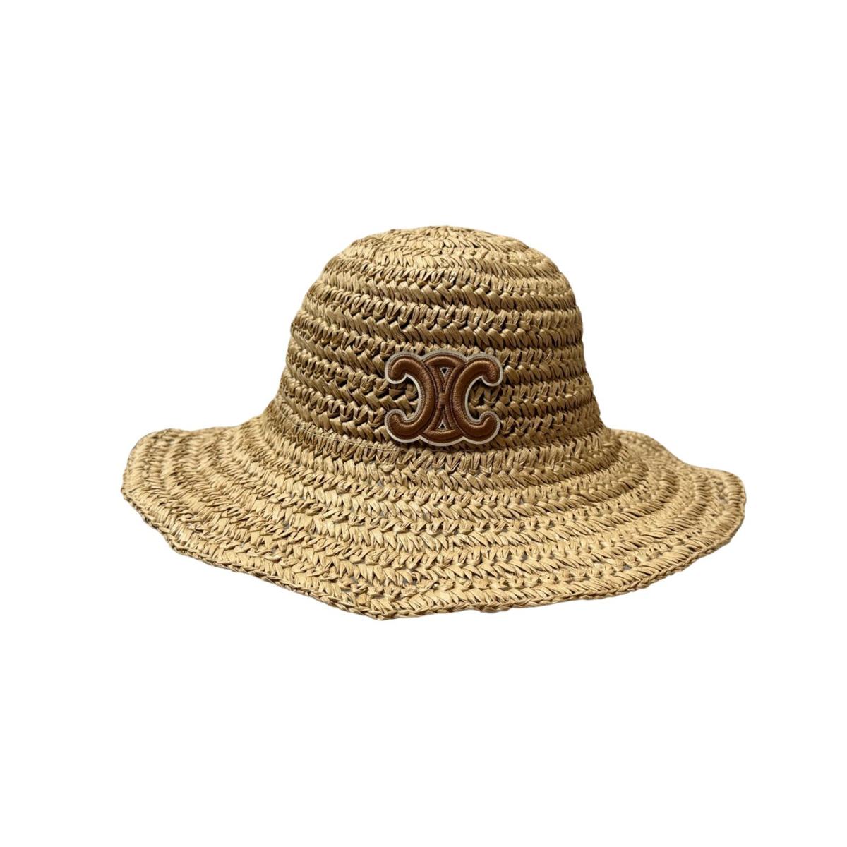 Chapeau de paille large Celine Raffia Brown pour femmes 57cm/22.4in