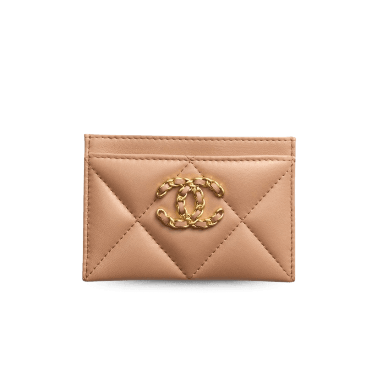 Chanel 19 Porte-cartes beige foncé pour les femmes 4.4in/11.2cm AP1167 B04852 NZG77