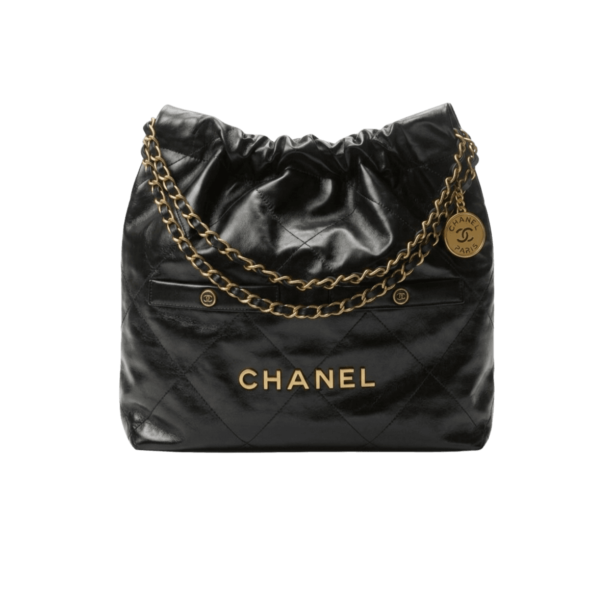 Chanel 22 Petit sac à épaule 14,4 po/ 37cm Matériel en or noir pour femmes AS3260 B17724 94305