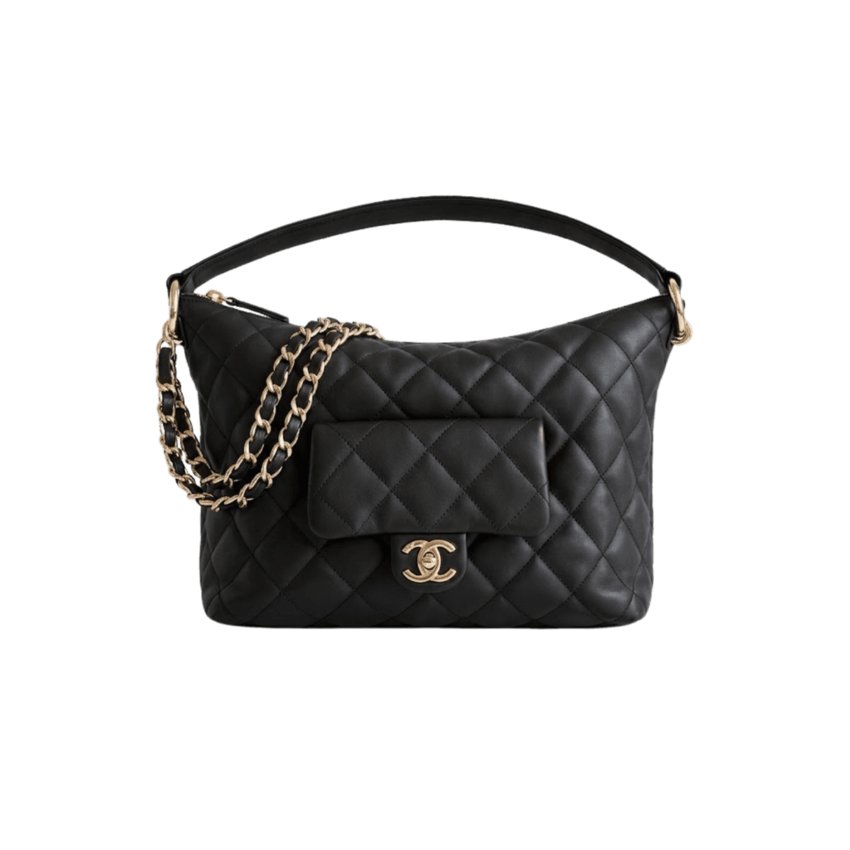 Chanel 23B Sac Hobo 11po/ 28cm Hardware en or noir pour les femmes -