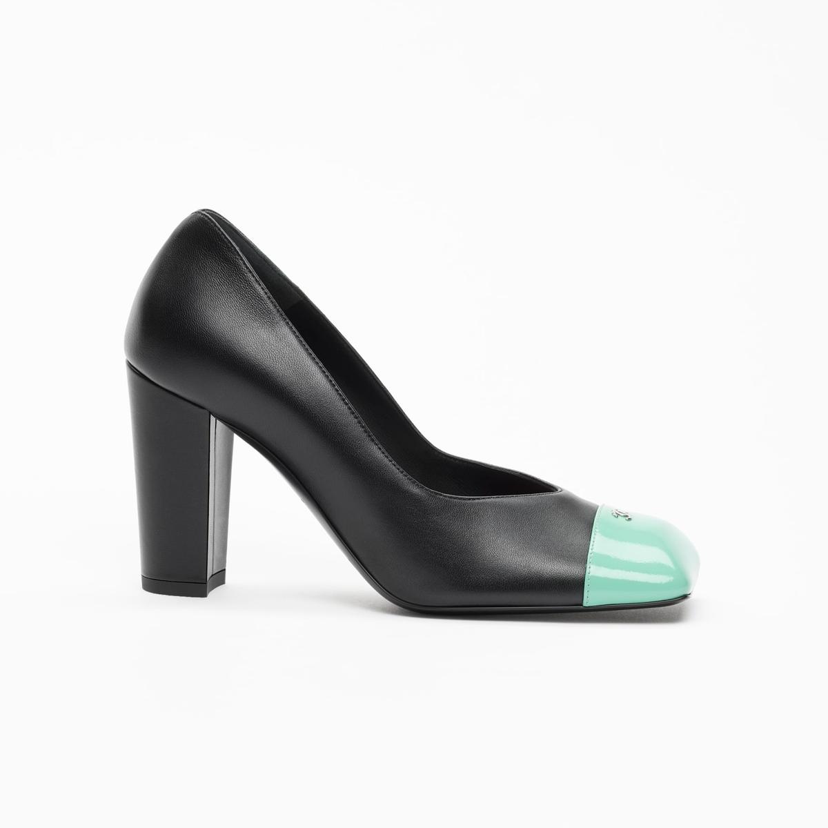 Chanel Block Heel Pompes Noir/ Vert pour femmes G47203-B24273-U9755