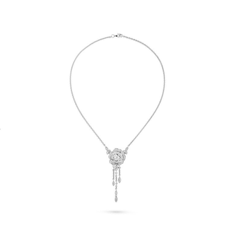 Chanel Bouton De Camélia Transformable Necklace White Gold For Women J12445