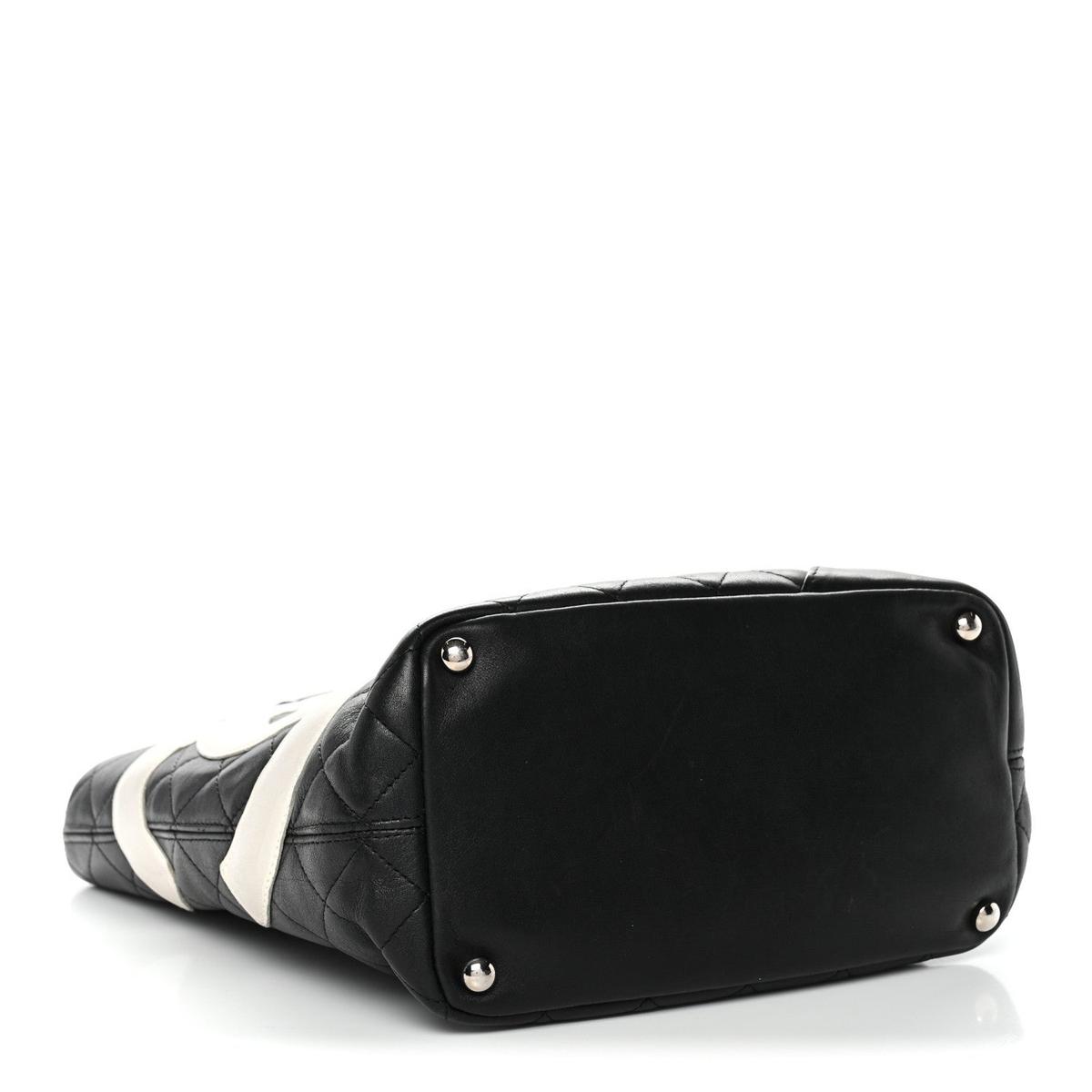 Chanel Cambon Ligne Moyen Sac à Tote 9.5in/ 24cm Noir/ Blanc Argent Matériel pour femmes