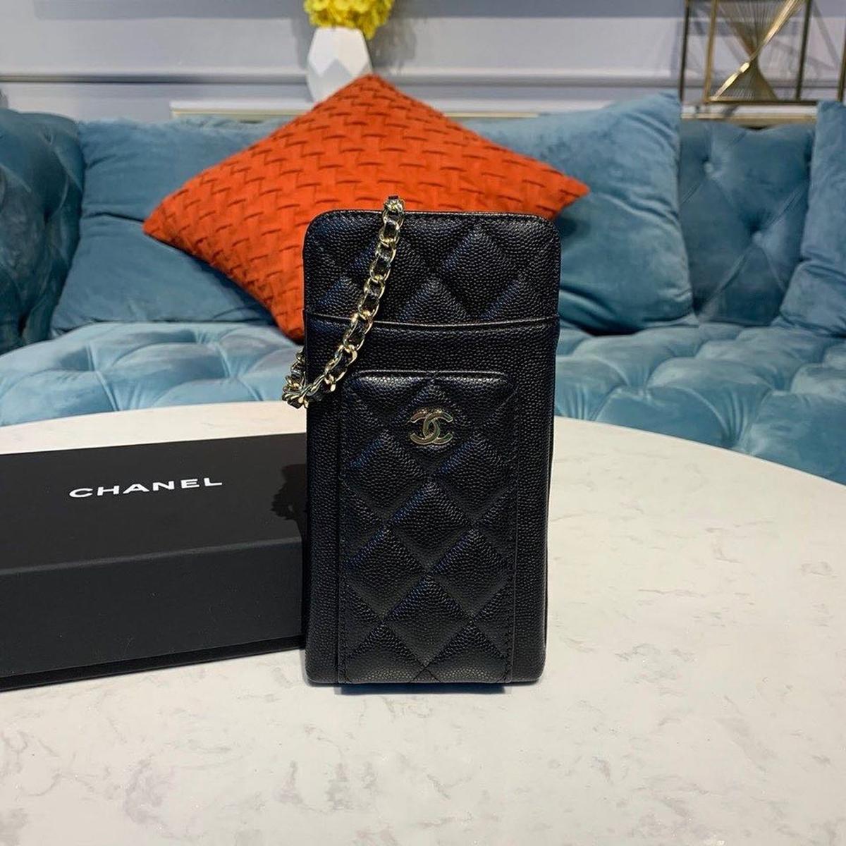 Chanel Classic Cluth avec chaîne noire pour les femmes, portefeuille pour femmes 7in/18cm AP0990