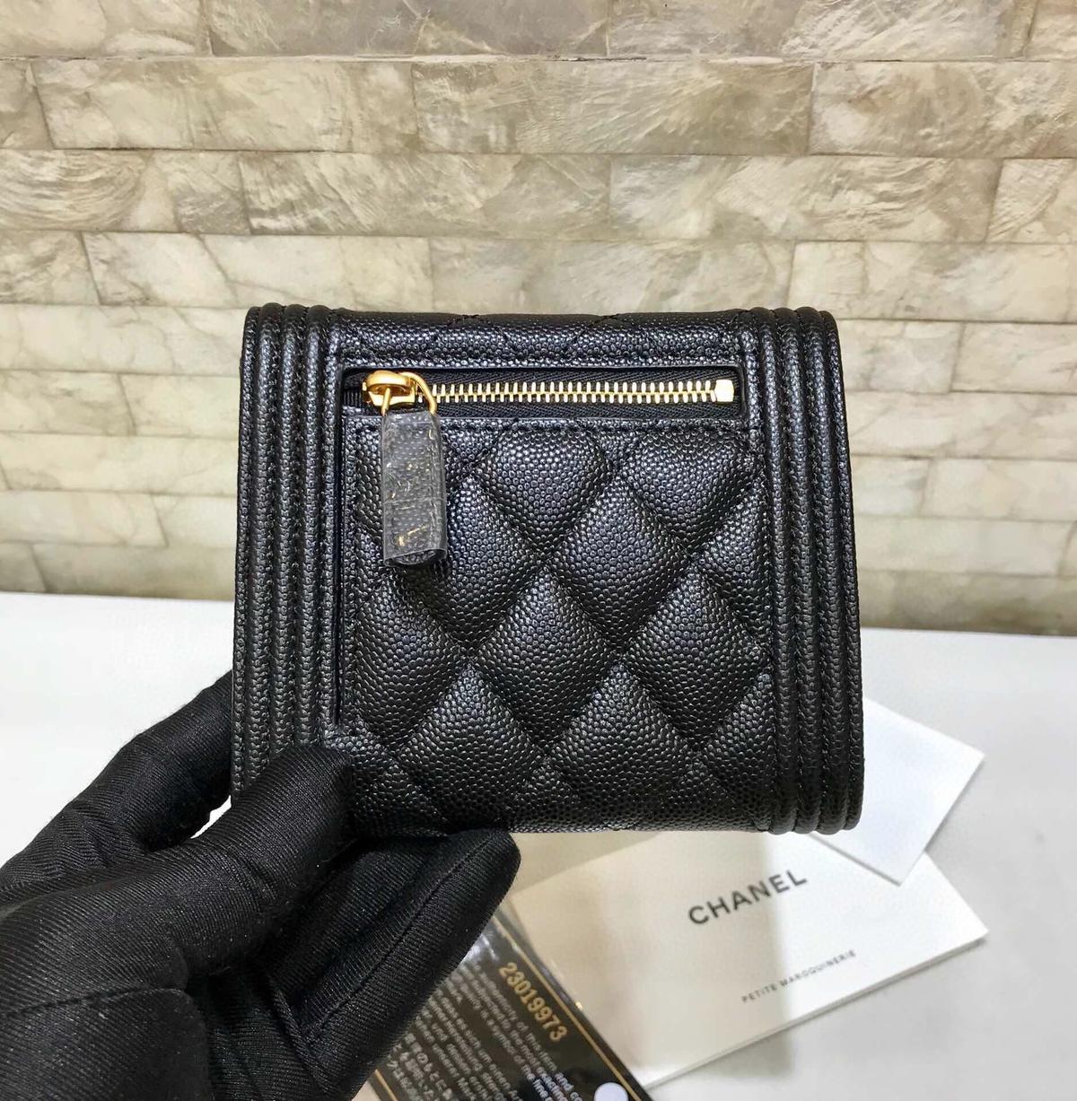 Chanel CO-CO Boy Flap Card Holder 11cm/4.3in Gold Hardware For Women Black A80603 Y07659 94305