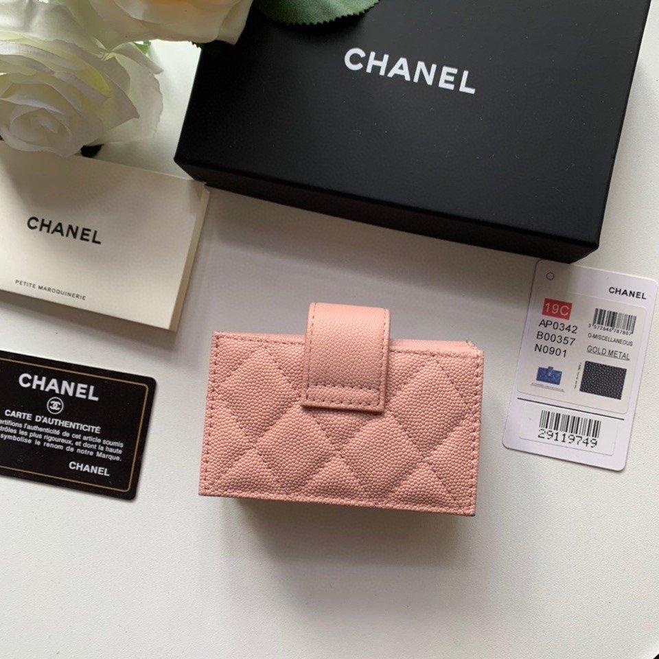 Porte-cartes Chanel CO-CO Portefeuille Pink Gold Toned Hardware pour femmes 10cm/4in