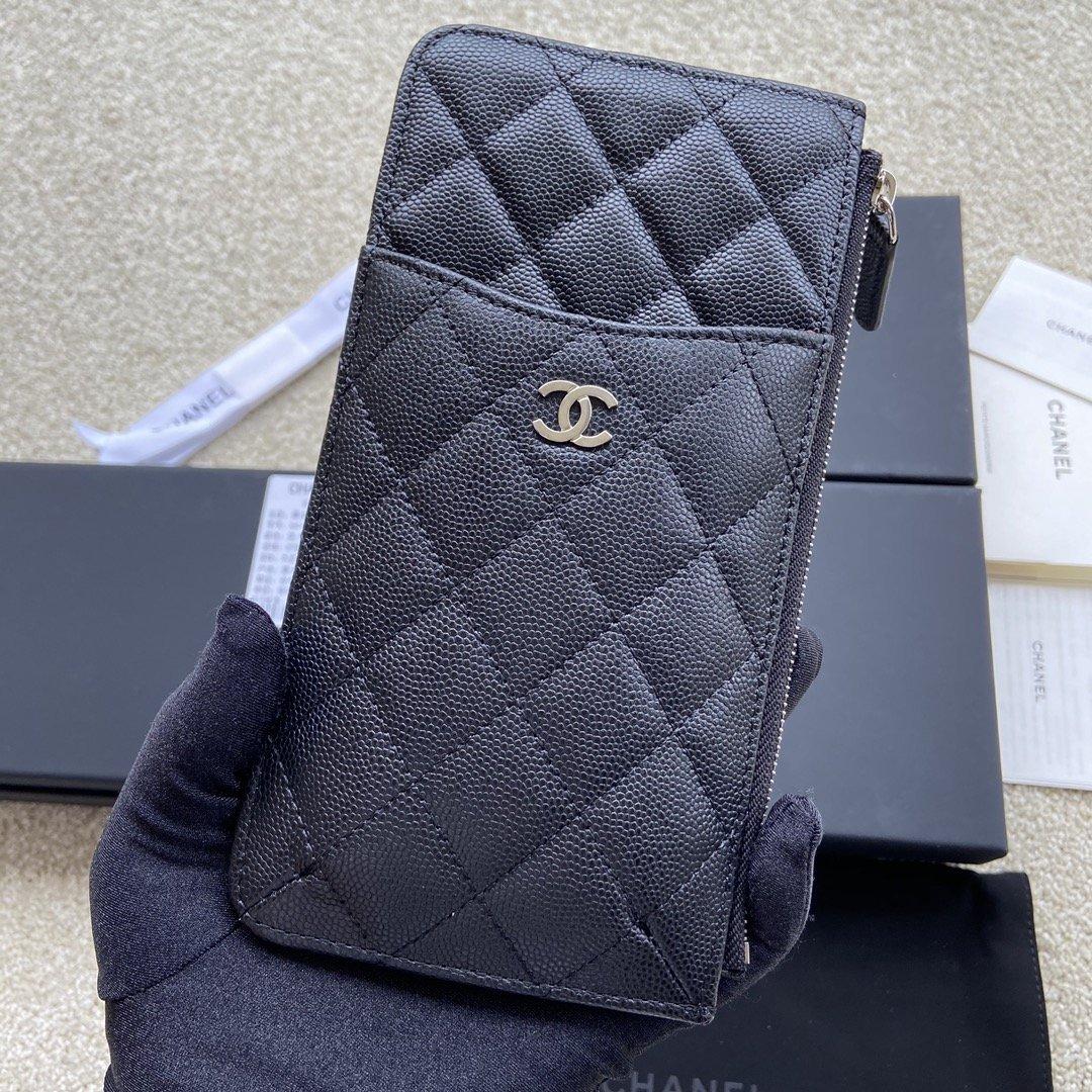 Porte-monnaie Chanel CO-CO Mini-pochette 19.5cm/7.7in Matériel en argent pour les femmes noir
