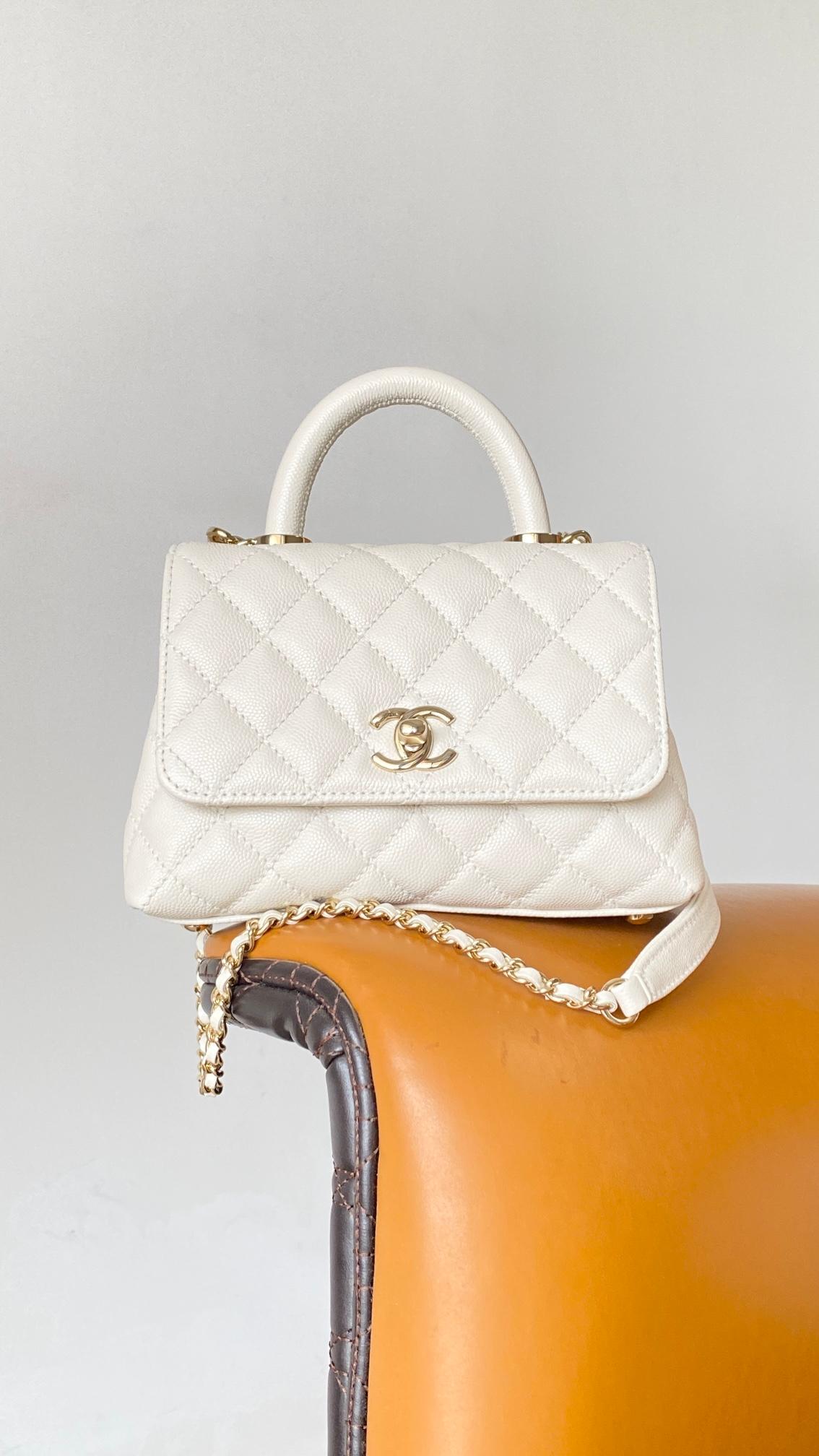 Chanel Coco poignée Mini sac blanc pour les femmes 5,1in/13cm -