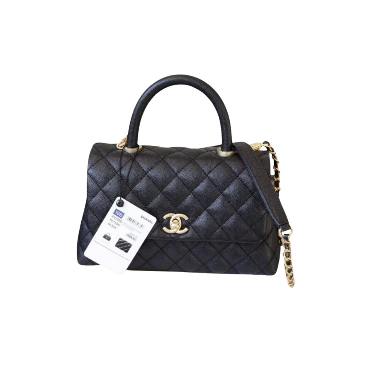 Chanel Coco avec sac de poignée supérieure noir pour les femmes 9.4in/24cm