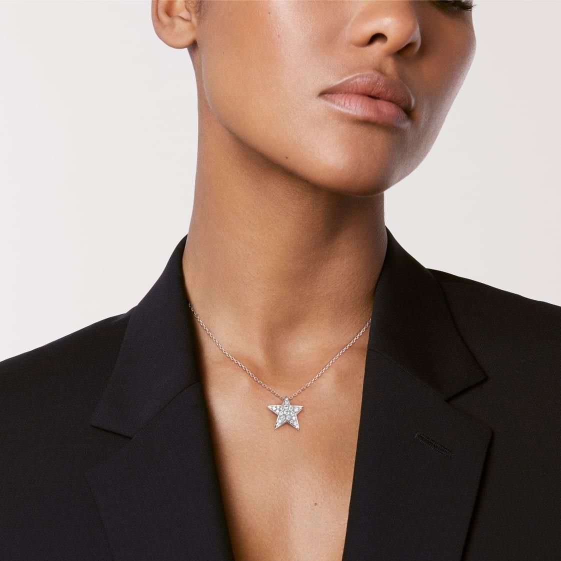 Chanel Comete Geode Necklace Silver Hardware For Women J0869