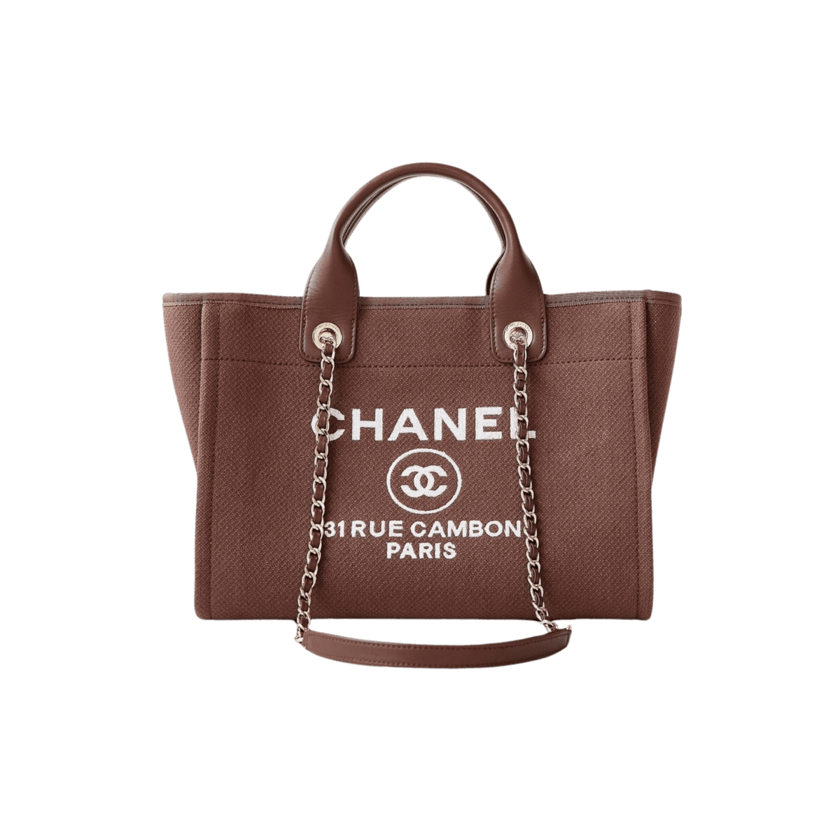 Chanel Deauville Tote Bag 13.4in/ 34cm Bourgogne Argent Matériel pour femmes