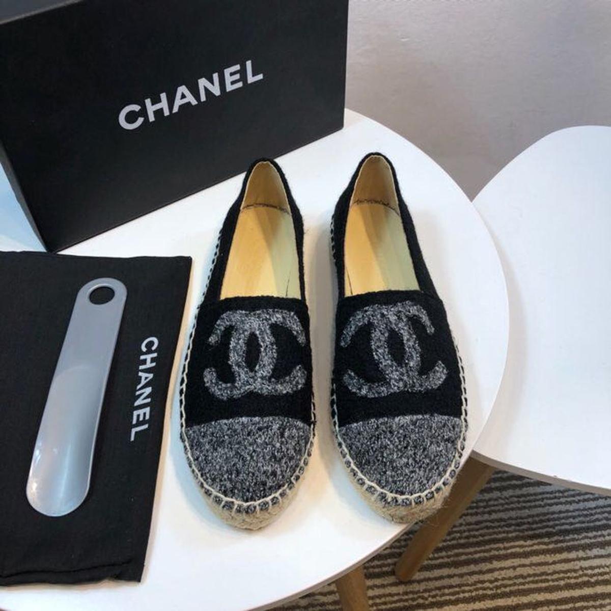 Chanel Espadrille Noir/Grey Pour Femmes, Chaussures Femmes G29762