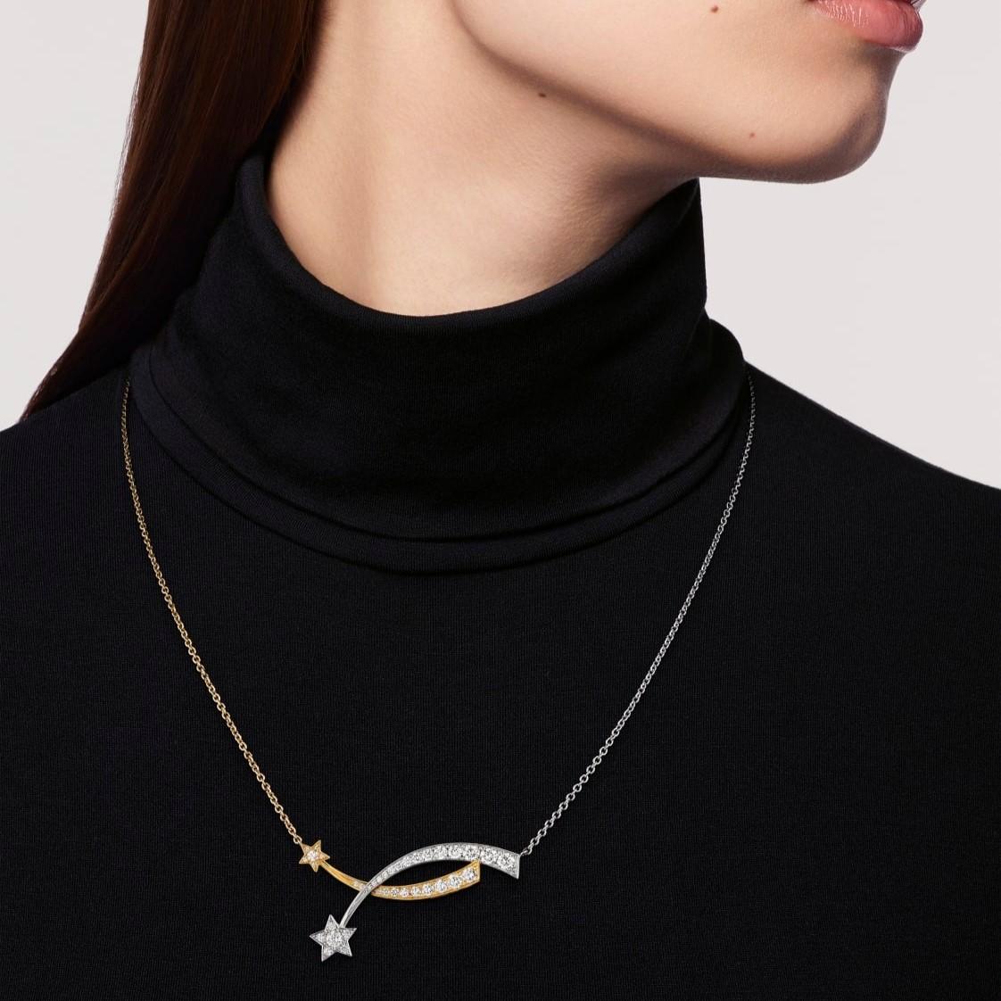 Chanel Etoile Filante Collier Argent / Or Matériel pour femmes J11730