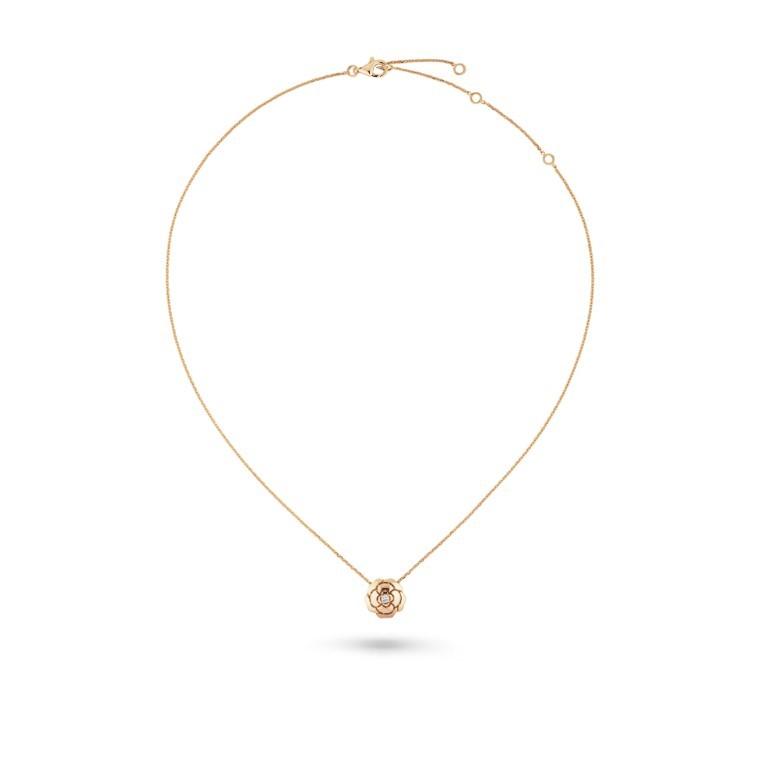 Chanel Extrait De Camélia Necklace Rose Gold For Women J11660