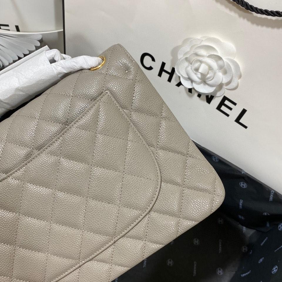 Chanel Classic Flap Bag Large Crossbody 11,8po/ 30cm de matériel en or gris pour les femmes