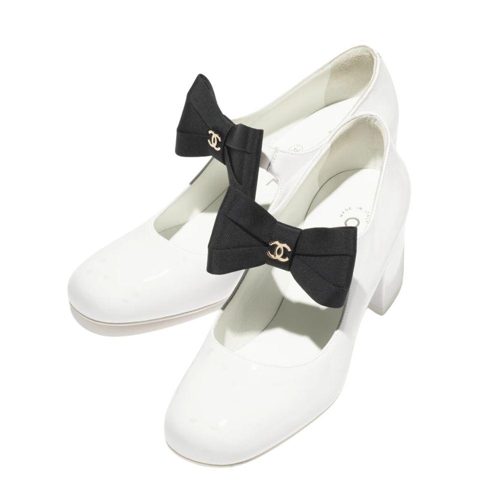 Chanel Mary Janes Blanc et noir pour les femmes- G45356 B15113 NT688