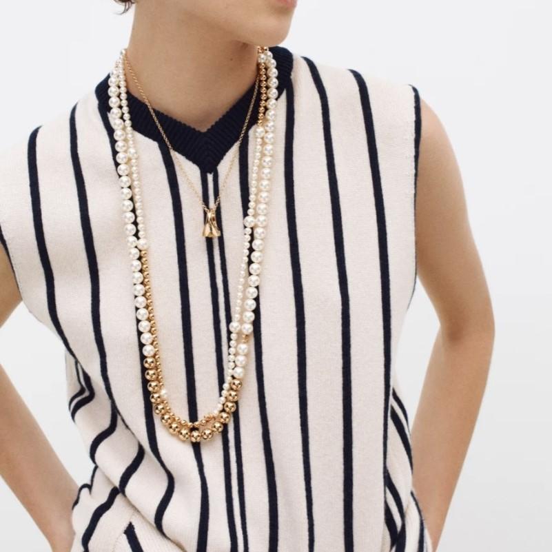 Chanel Metal And Pearls Long Necklace Gold Hardware For Women ABI032-B25739-UC951