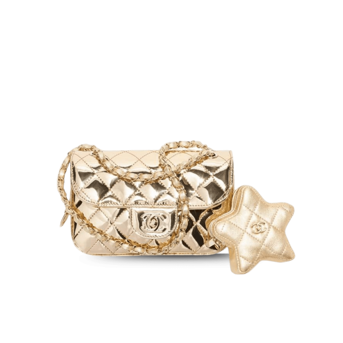 Chanel Flap Bag Star Coin Purse Mini Crossbody 7.4in/ 19cm Or pour les femmes AS4646 B14873 NT671