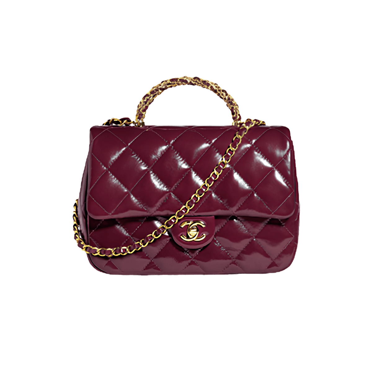 Chanel Flap Sac Crossbody moyen 9.8in/ 25cm Burgundy Gold Hardware pour femmes AS5043 B17665 NZG79