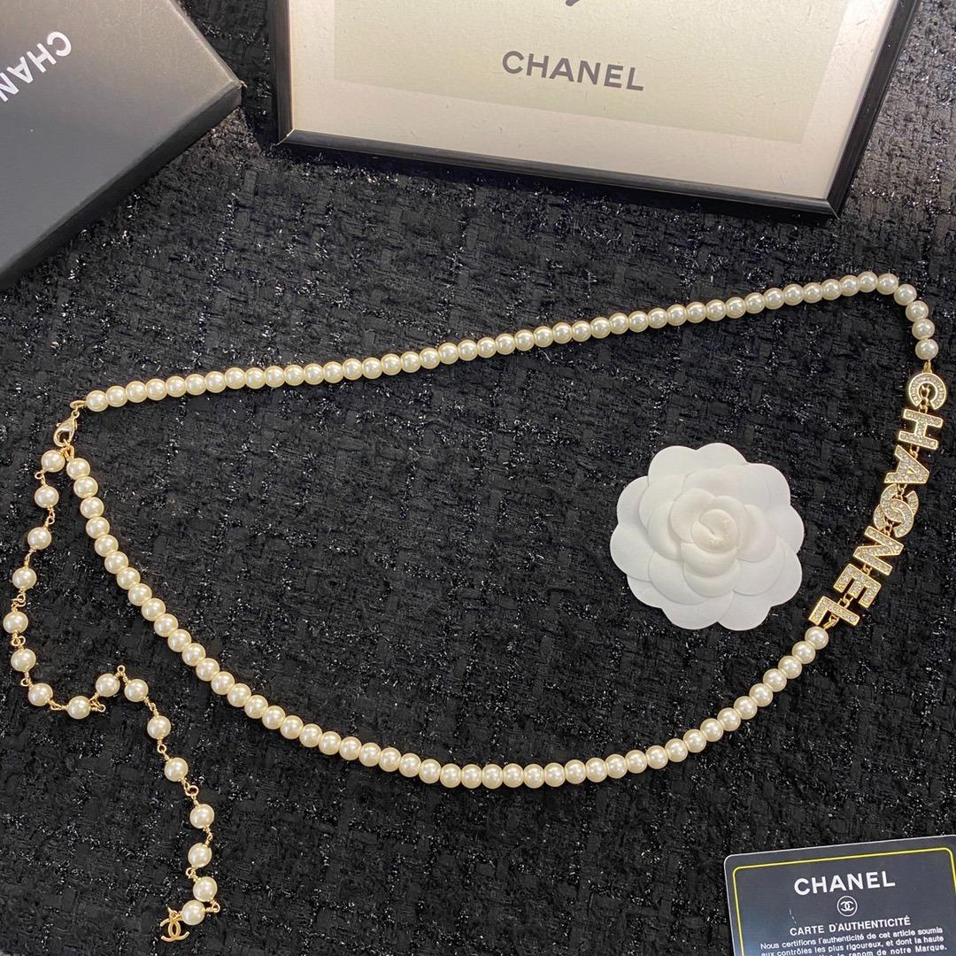 Chanel Pearl And Crystal Logo Gold Tone For Women
