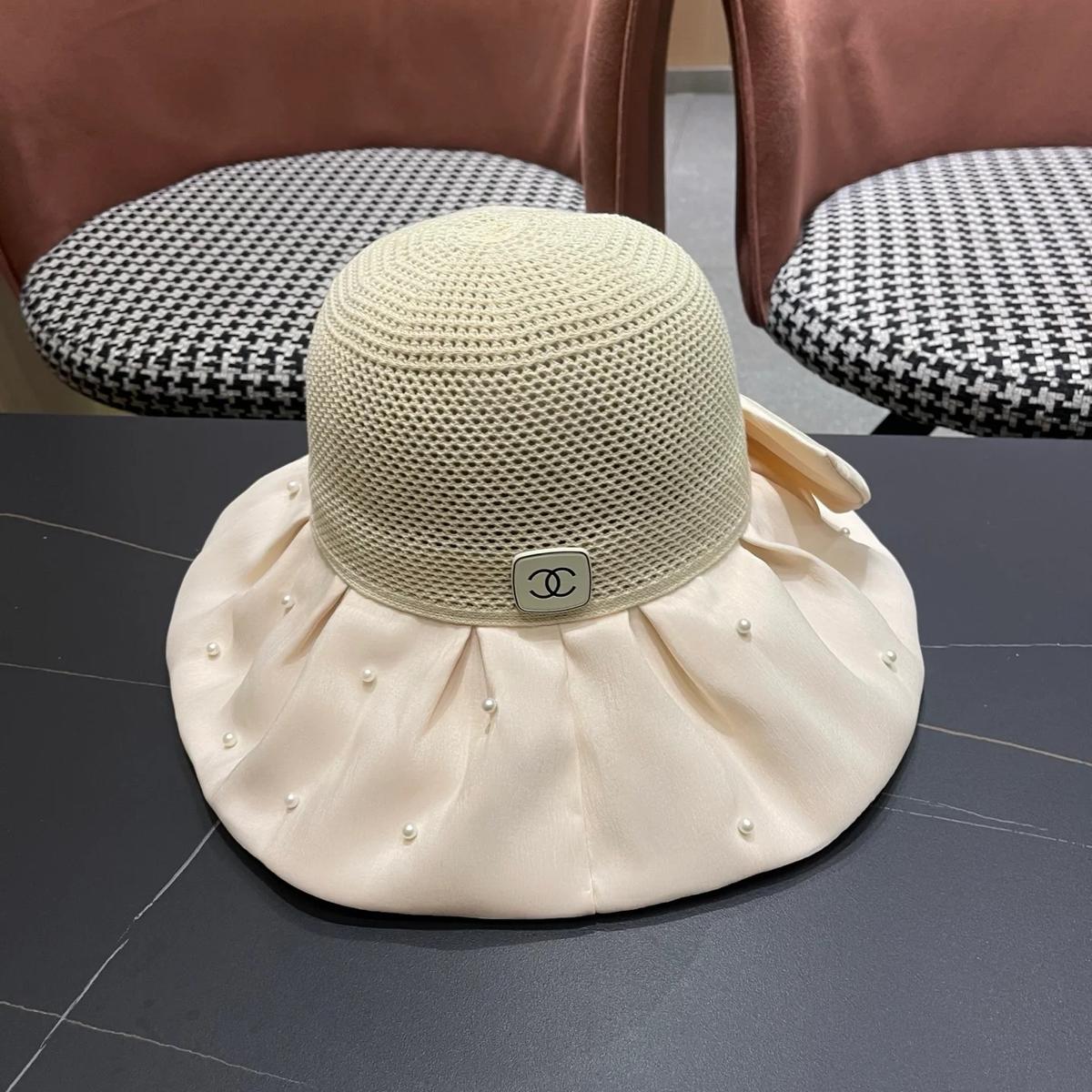 Chanel Pearl-Embellished Sun Hat Ivory For Women