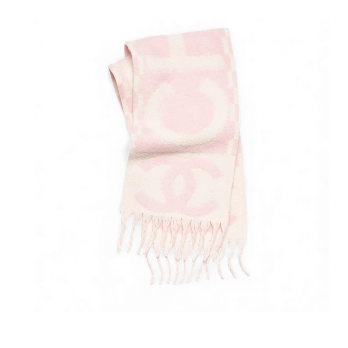 Écharpe Chanel rose clair/blanc pour femmes 70.9in/180cm AAB478-B22311-U4447