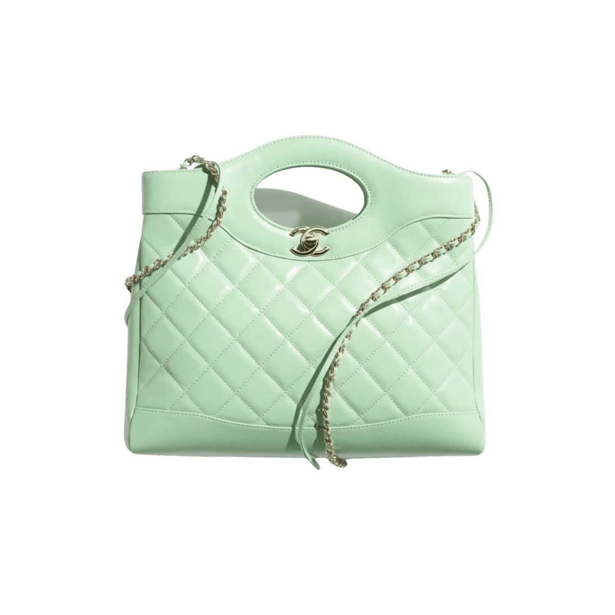 Sac d'achat Chanel vert clair pour les femmes 14 pouces/ 36 cm AS4853 B16220 NW778