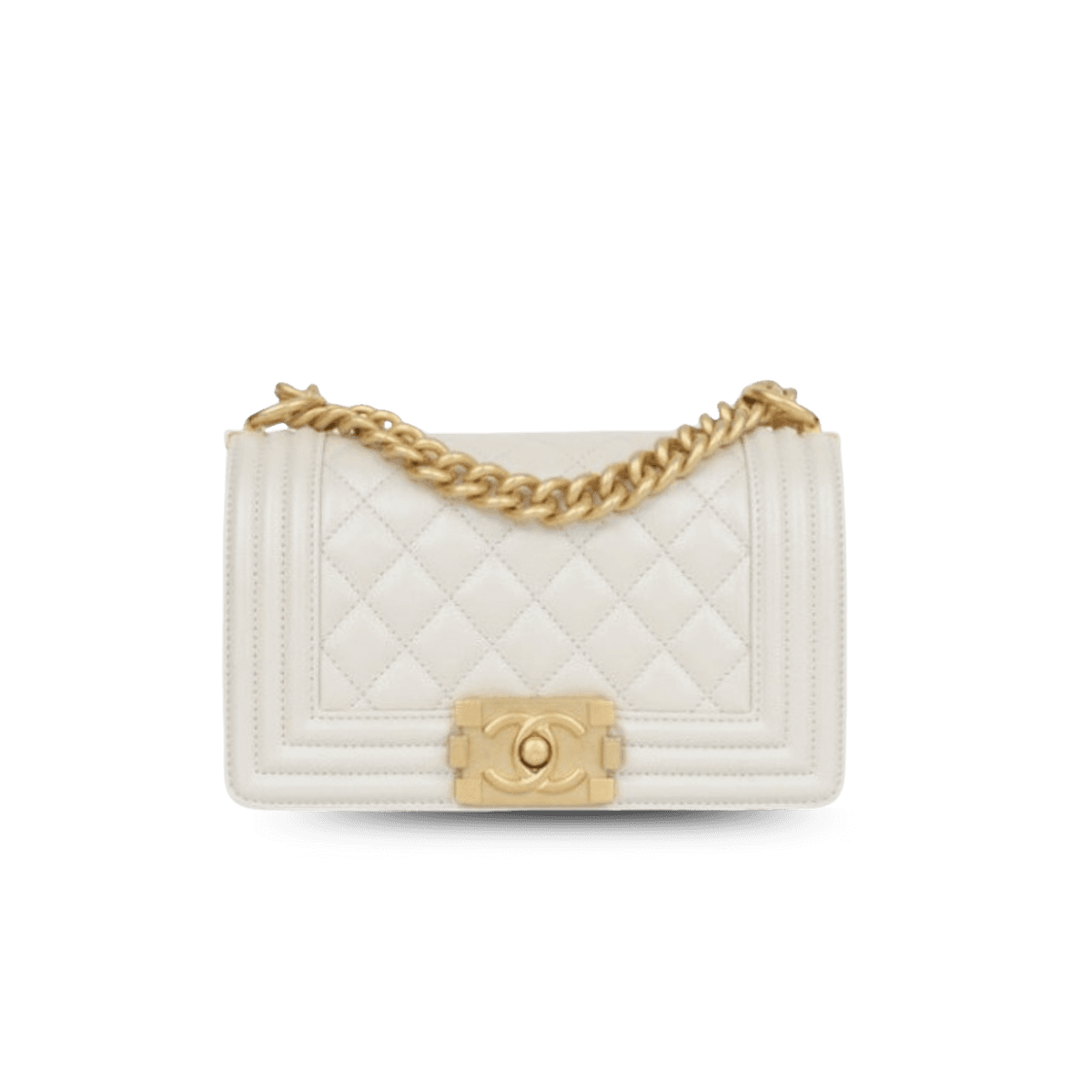Chanel Boy Petit sac transversal 7,8po/ 20cm Ivory Gold Hardware pour femmes A67085