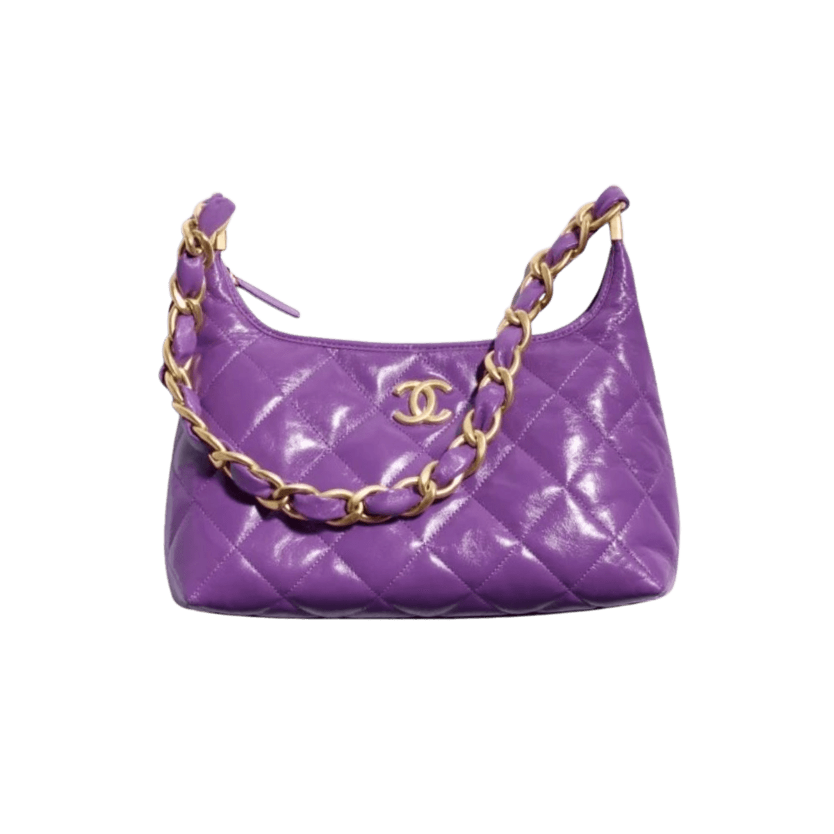 Chanel Hobo petit sac 10,1po/ 26cm Matériel en or violet pour femmes AS4912 B16897 NY564