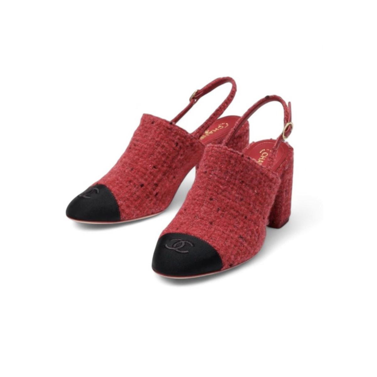Chanel Tweed Slingbacks Red For Women G46865-B22419-U4533