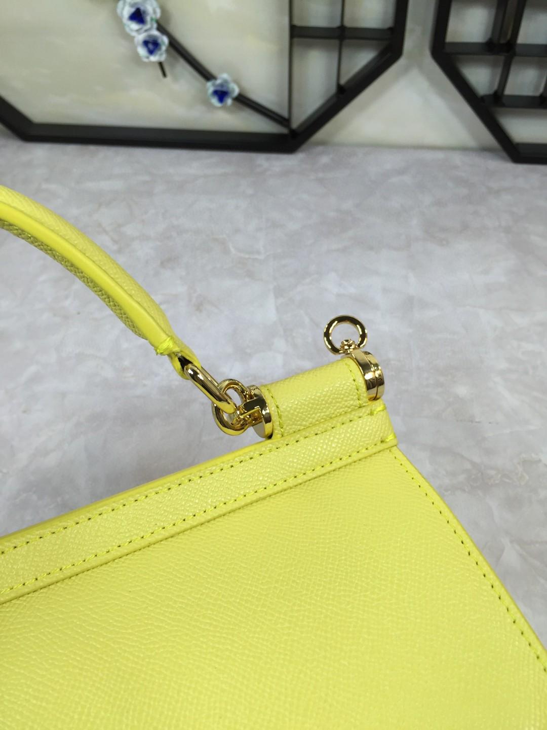 Dolce & Gabbana Sac à main moyen Sicile en jaune dauphine pour femmes 10.2in/26cm DG