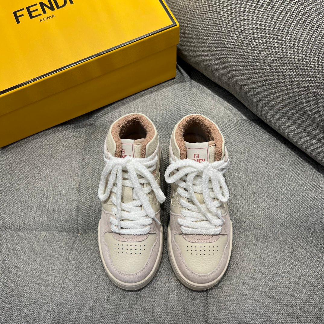 Fendi FD Fendi Match Dentelle haut de gamme Sneakers rose pour les hommes
