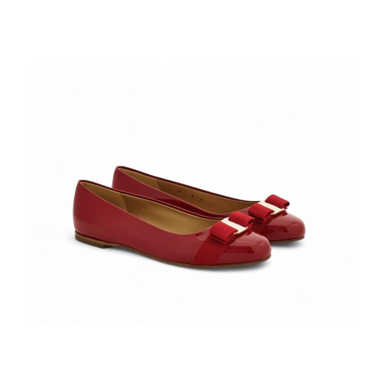 Ferragamo Varina Ballet plat rouge pour les femmes 01A181 592125