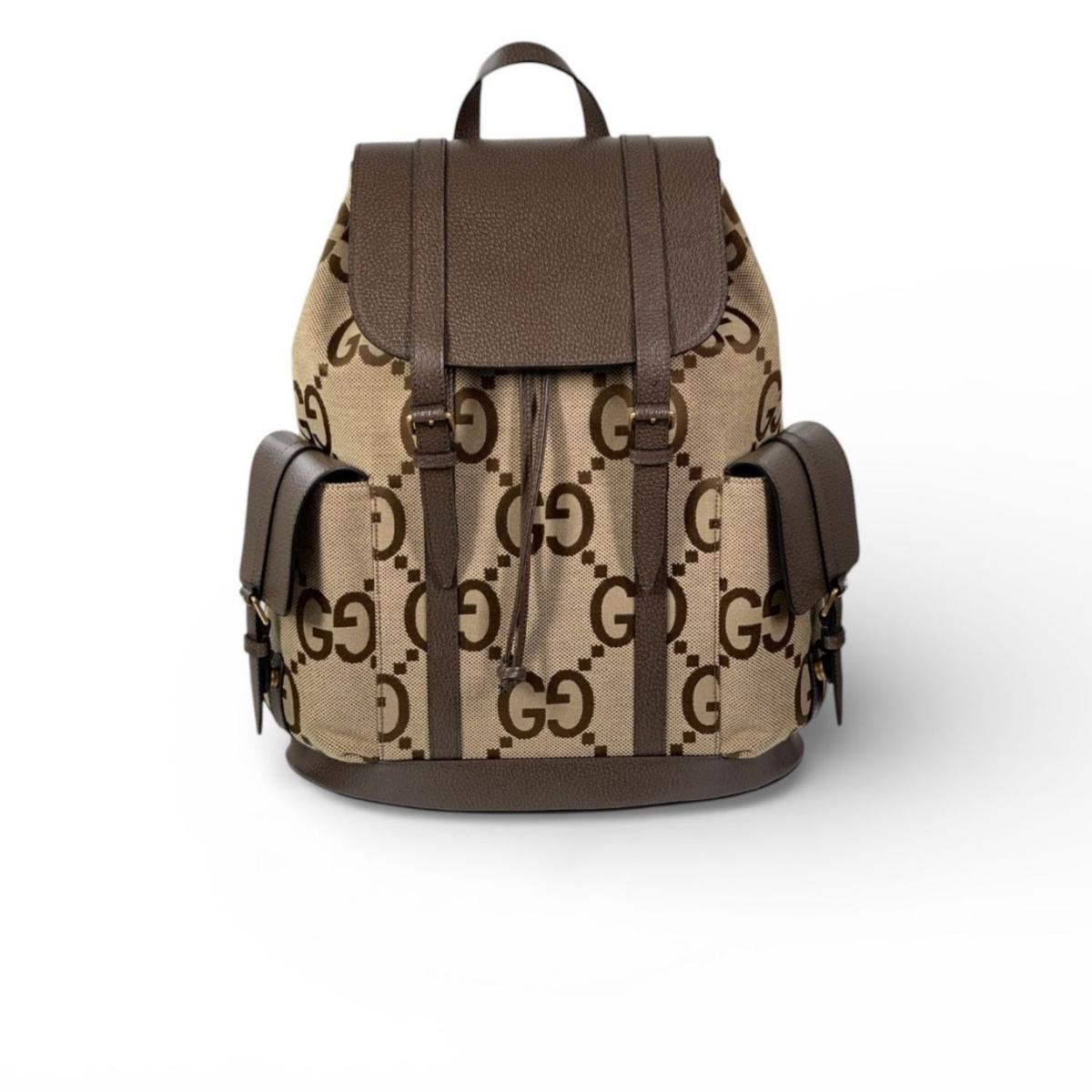 Gucci Backpack With Jumbo GG Camel And Ebony Jumbo GG Canvas For Men 16in/42cm GG 678829 UKMEG 2569