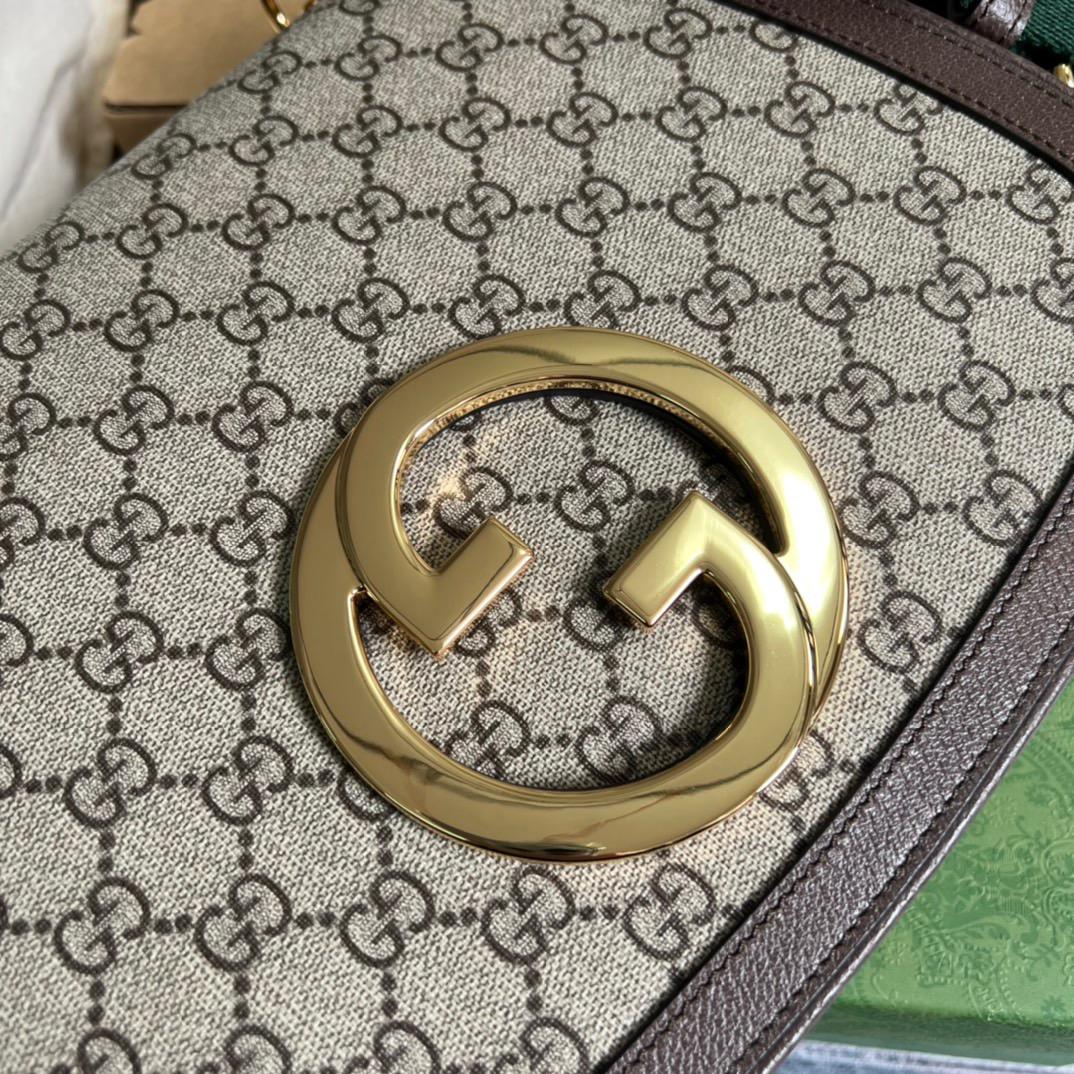 Gucci Blondie Sac d'épaule moyen 11,4 po/ 29 cm Beige/ Ebony GG Supreme Canvas Gold Hardware pour femmes 699210 96IWG 8745