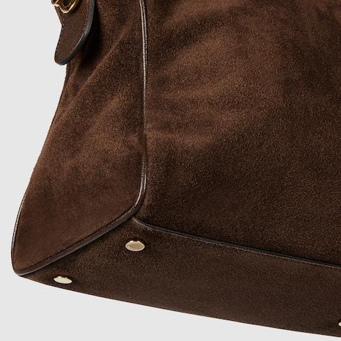 Gucci Borsetto Large Boston Shoulder Bag 15.2in/ 39cm Dark Brown Gold Hardware For Women 866734 AAGIR 2146