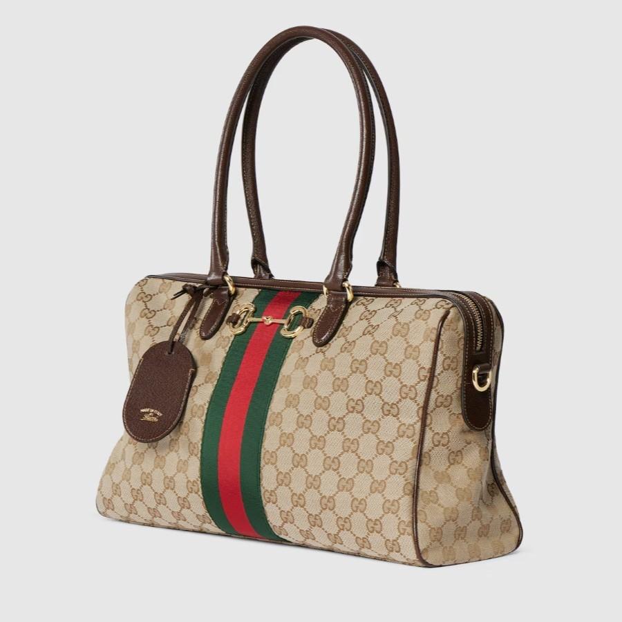 Gucci Borsetto Large Boston Shoulder Bag 15.2in/ 39cm Sand/ Brown Gold Hardware For Women 866734 FAFV9 9653