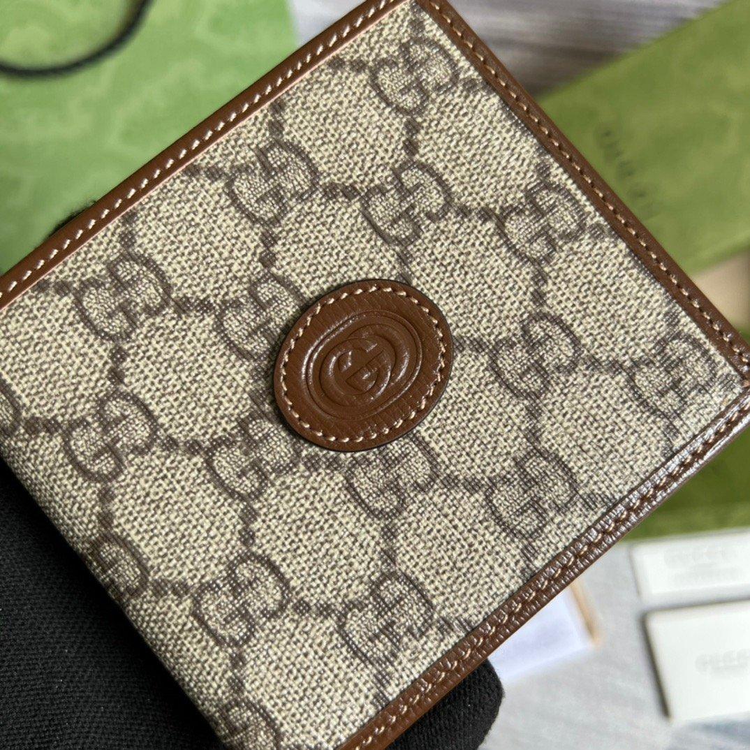 Gucci Card Case Wallet with Interlocking G Brown For Men 4.5in/11cm GG 671652 92TCG 8563