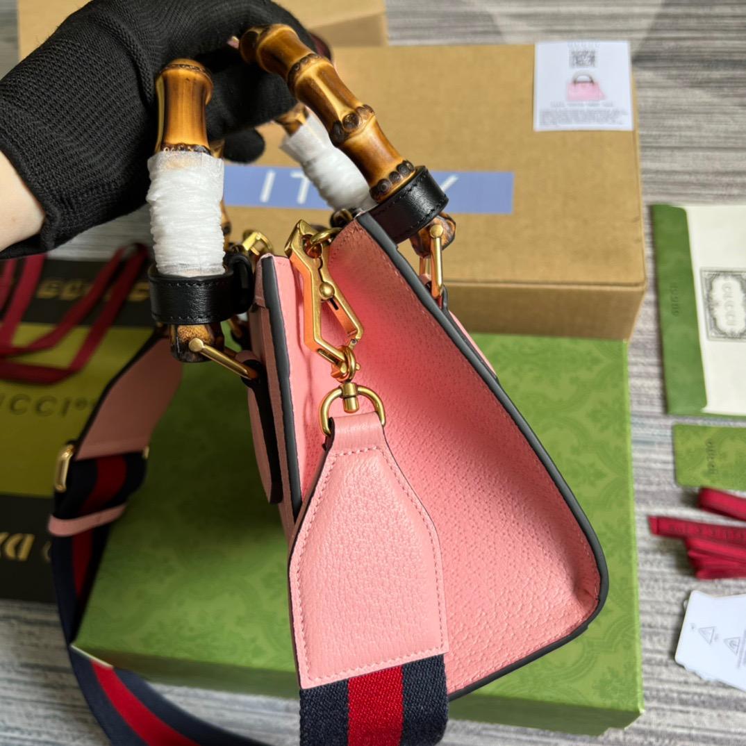 Gucci Diana Mini Tote Bag 7.9in/ 20cm Pink Antique Gold Hardware For Women 702732 U3ZDT 5479