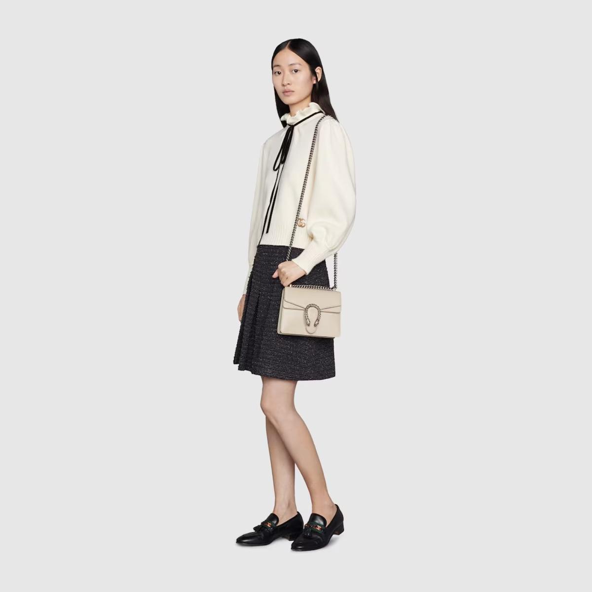 Gucci Dionysus Mini Shoulder Bag 7.9in/ 20cm White Silver Hardware For Women 421970 0K7JN 9680