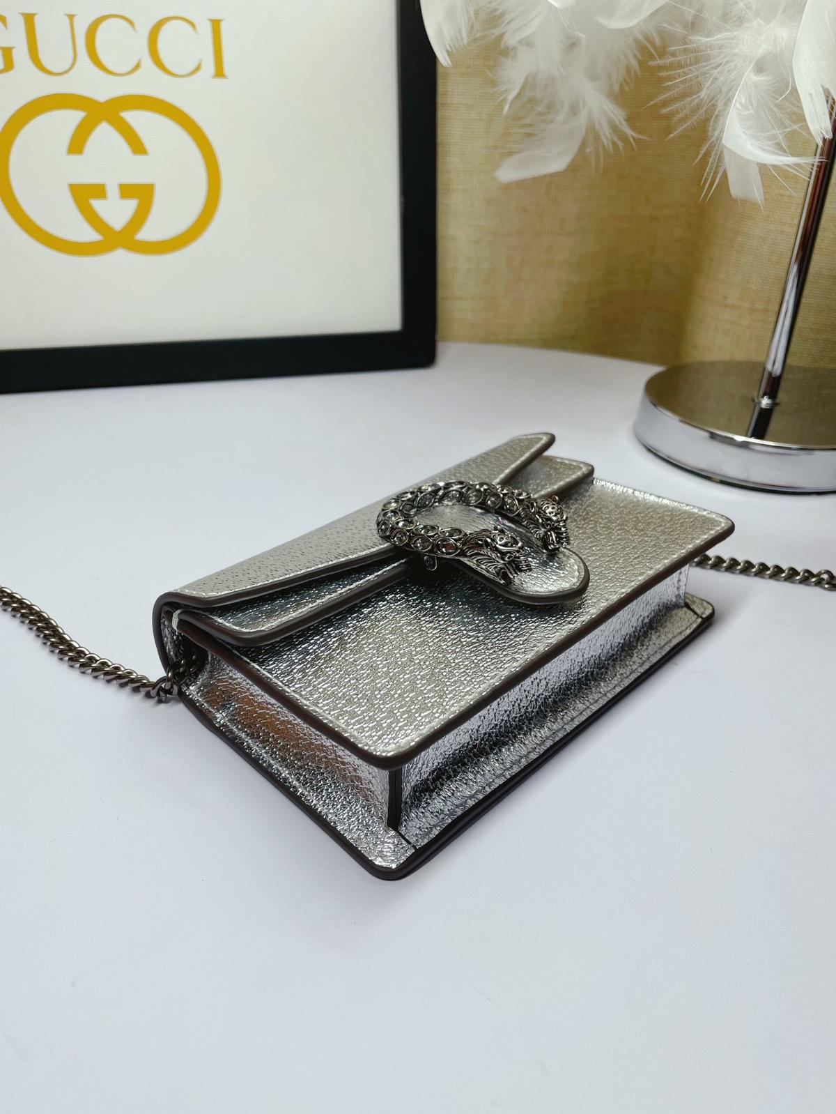 Gucci Dionysus Super Mini Shoulder Bag 6.5in/ 17cm Silver Palladium Hardware For Women 476432 1TRBN 8173