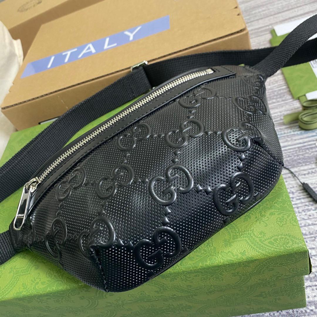 Gucci GG Embossed Belt Bag Black GG Embossed For Men 9.1in/23cm GG 658582 1W3CN 1000