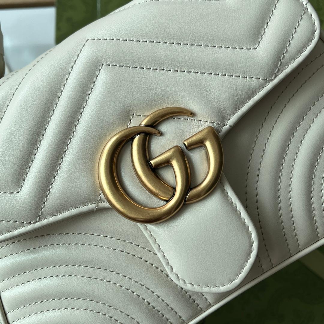Gucci GG Marmont Mini Poignée Sac Blanc Pour Femmes, Sacs Femmes 8.3in/21cm GG 547260 DTDIT 9022