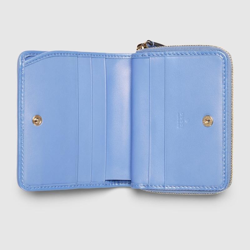 Gucci GG Marmont Mini portefeuille bleu clair pour les femmes 4.3in/11cm 795520 AADU1 4322