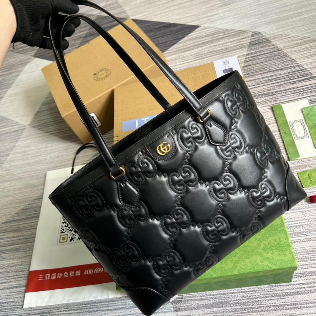 Gucci GG Medium Tote Black For Women, Women's Bags 15in/38cm GG 631685 UM8IG 1000