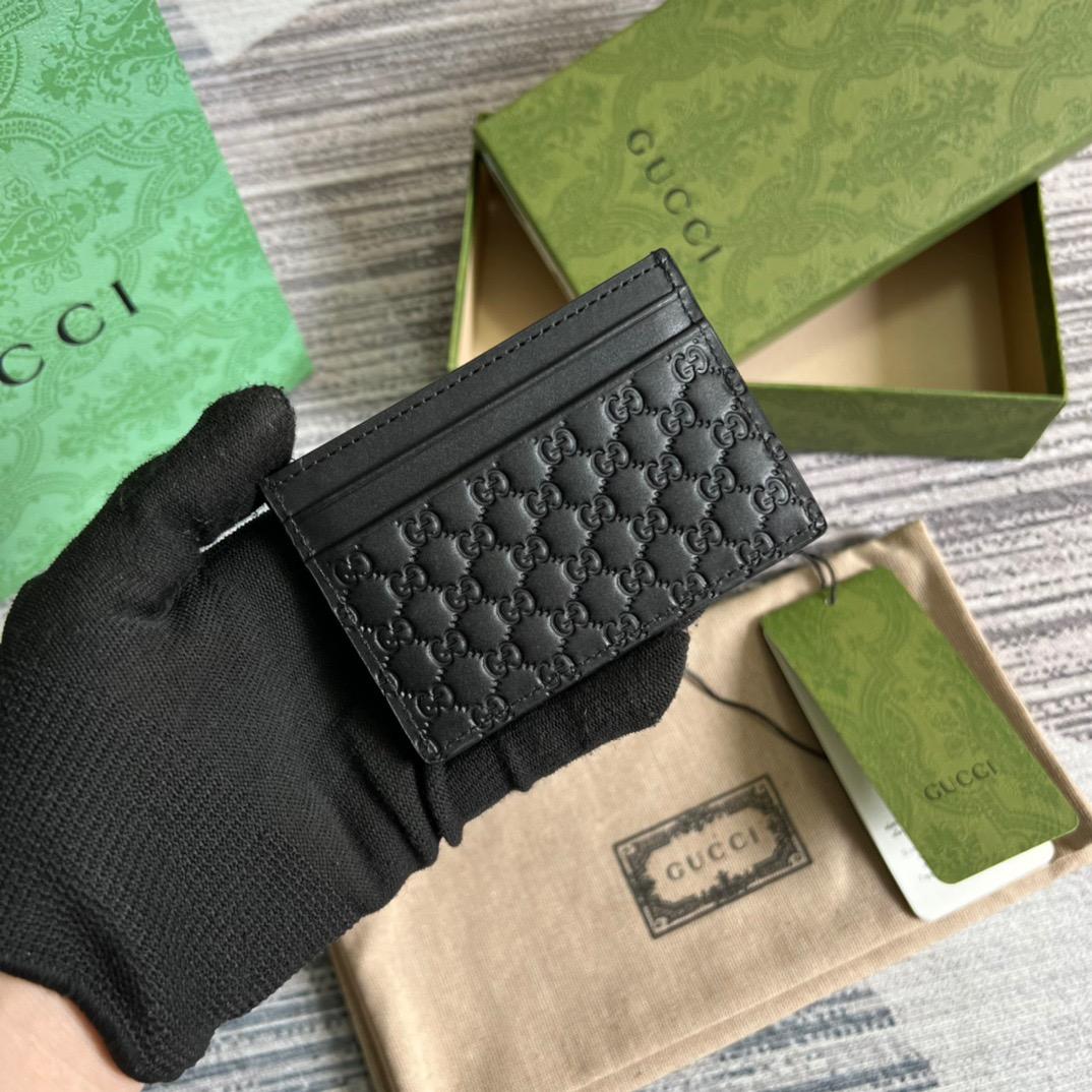 Gucci GG Ssima Card Case Black For Men 3.9in/10cm 262837 BMJ1N 1000