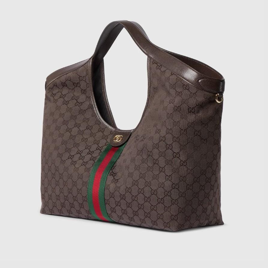 Gucci Giglio Large Tote Bag 21.3in/ 54cm Dark Brown Gold Hardware For Women 853971 FAF3Y 2155